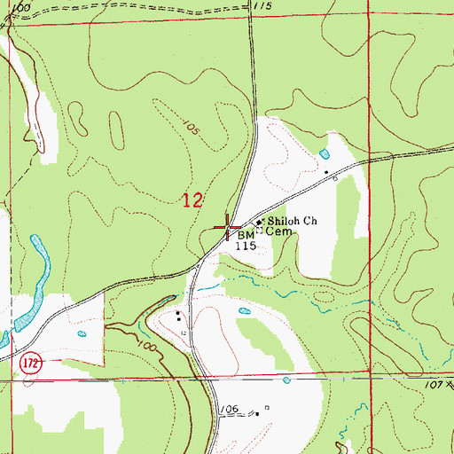Topographic Map of Shiloh, AR