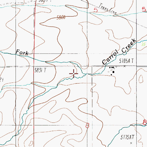 Topographic Map of South Fork Carrol Creek, MT