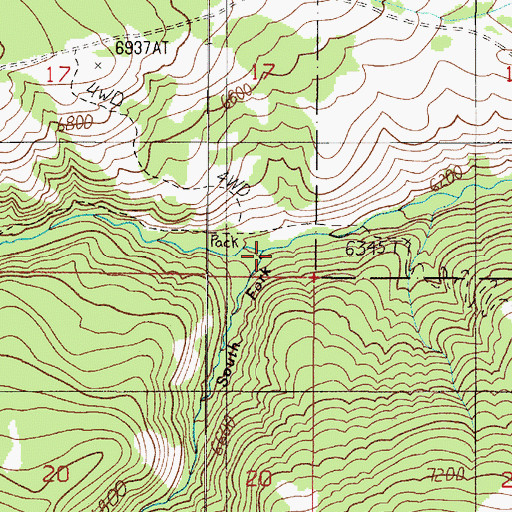 Topographic Map of South Fork Cherry Creek, MT