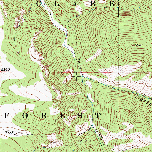 Topographic Map of South Fork Deep Creek, MT