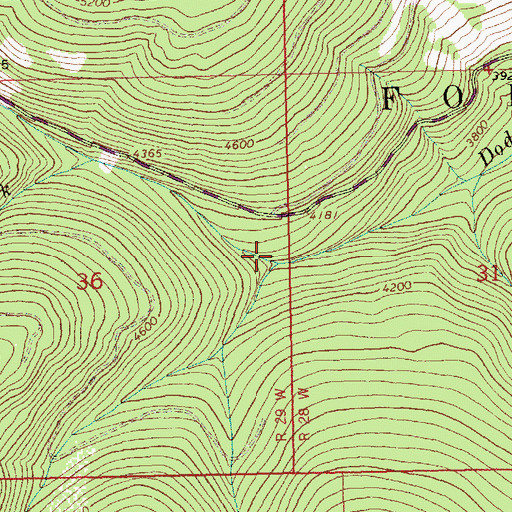 Topographic Map of South Fork Dodge Creek, MT