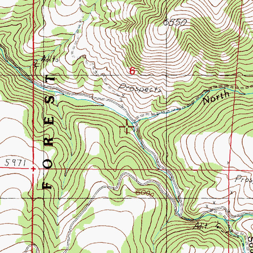 Topographic Map of South Fork Dry Cottonwood Creek, MT