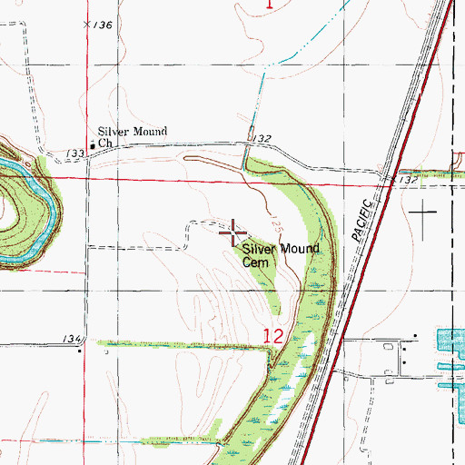 Topographic Map of Silver Mound Cemetery, AR