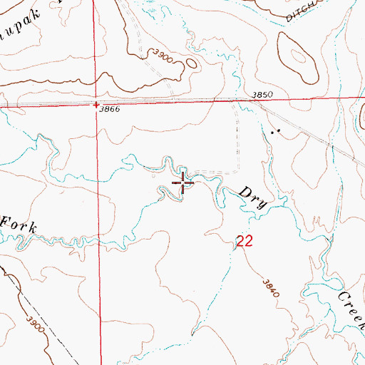 Topographic Map of South Fork Dry Creek, MT