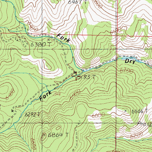 Topographic Map of South Fork Dry Gulch, MT