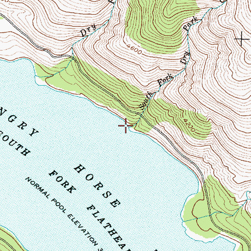 Topographic Map of South Fork Dry Park Creek, MT