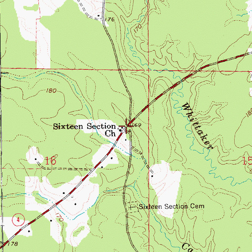 Topographic Map of Sixteenth Section, AR