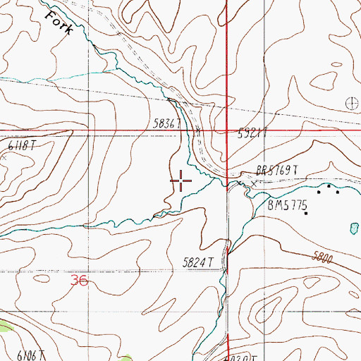 Topographic Map of South Fork Flathead Creek, MT