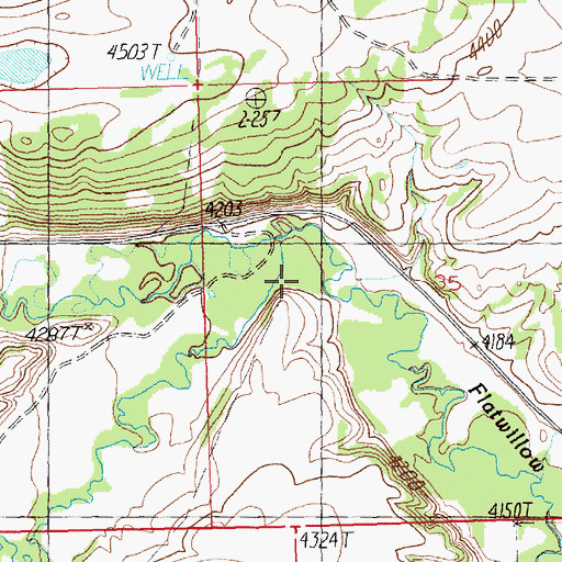 Topographic Map of South Fork Flatwillow Creek, MT