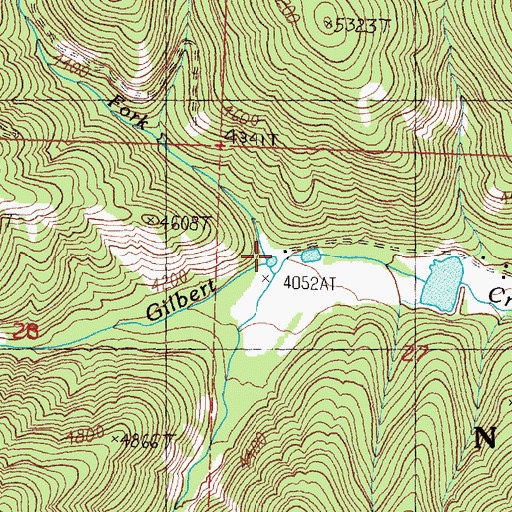 Topographic Map of South Fork Gilbert Creek, MT