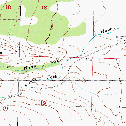 Topographic Map of South Fork Hayes Creek, MT