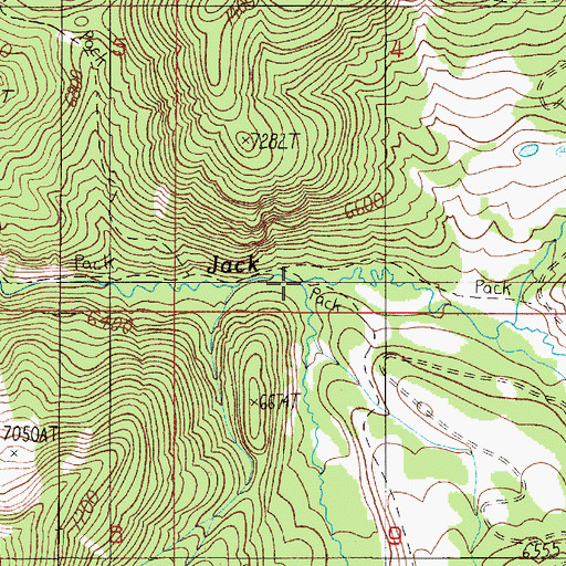 Topographic Map of South Fork Jack Creek, MT