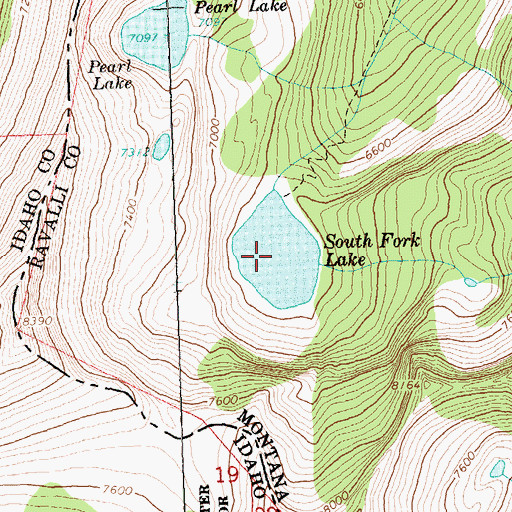 Topographic Map of South Fork Lake, MT