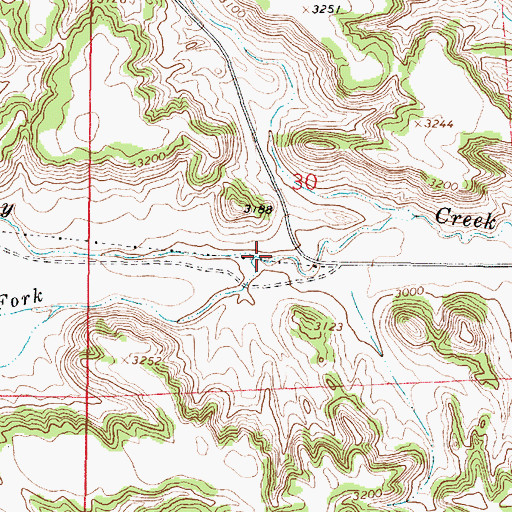 Topographic Map of South Fork Lay Creek, MT