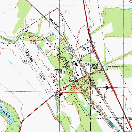 Topographic Map of Tillar Baptist Church, AR