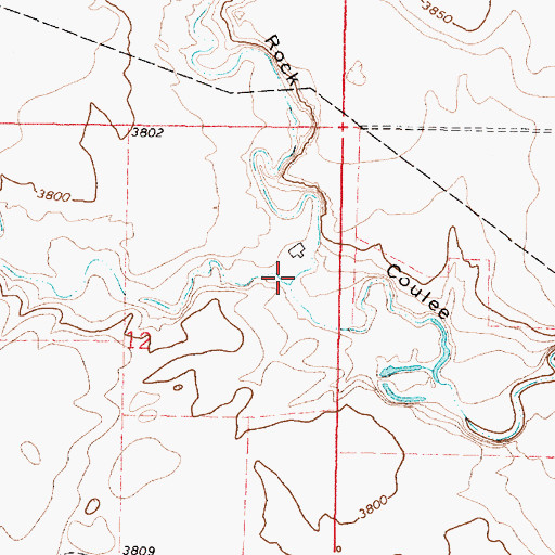 Topographic Map of South Fork Little Rock Coulee, MT