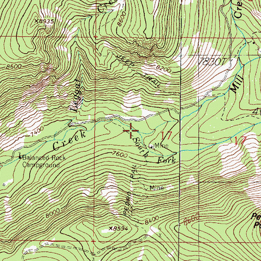 Topographic Map of South Fork Mill Creek, MT