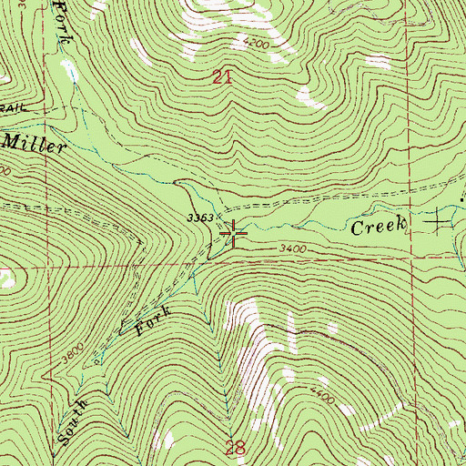 Topographic Map of South Fork Miller Creek, MT