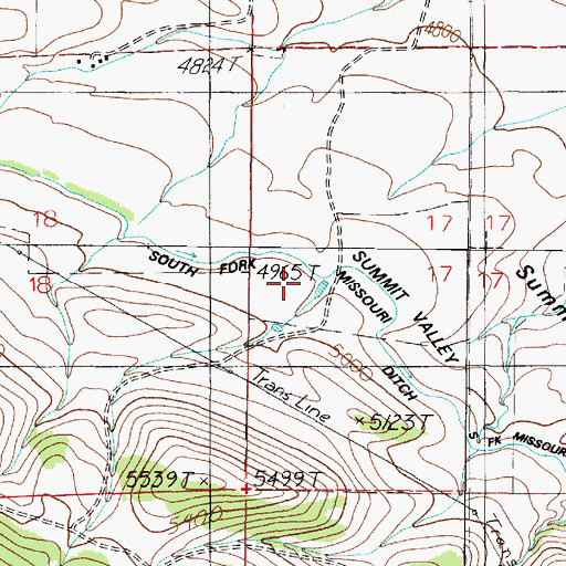 Topographic Map of South Fork Missouri Ditch, MT