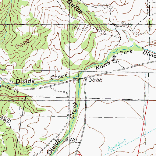 Topographic Map of South Fork North Fork Divide Creek, MT