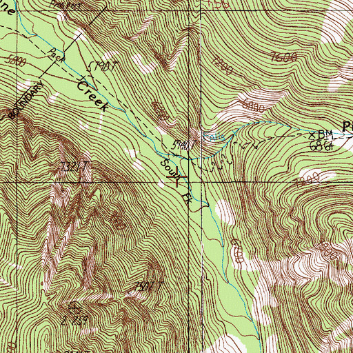 Topographic Map of South Fork Pine Creek, MT