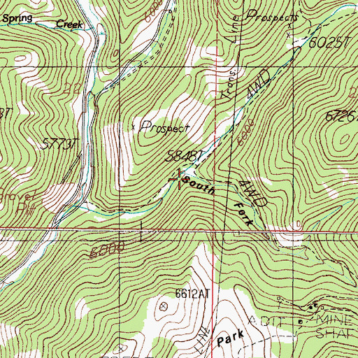 Topographic Map of South Fork Queen Gulch, MT