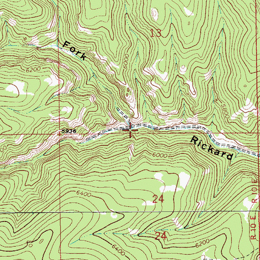 Topographic Map of South Fork Rickard Coulee, MT