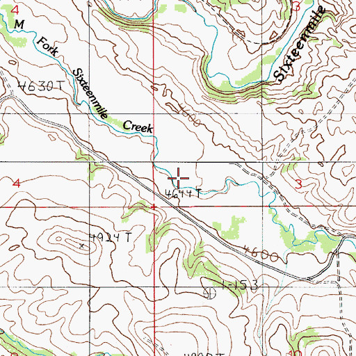 Topographic Map of South Fork Sixteenmile Creek, MT