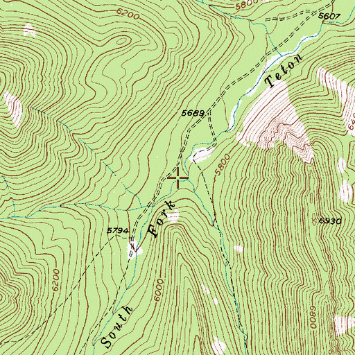 Topographic Map of South Fork South Fork Teton River, MT