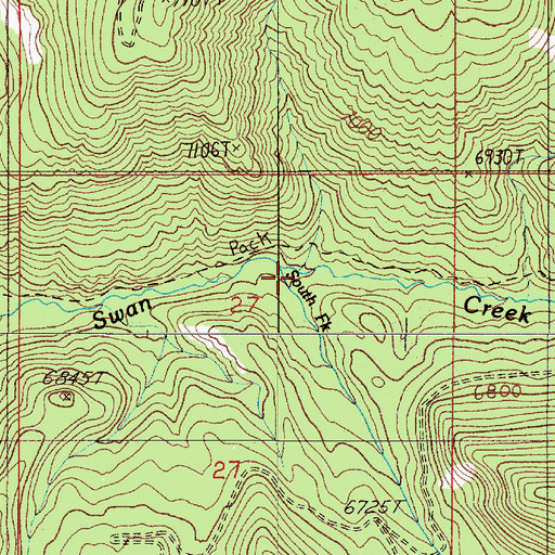 Topographic Map of South Fork Swan Creek, MT