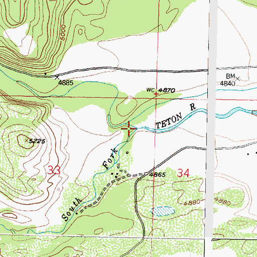 Topographic Map of South Fork Teton River, MT