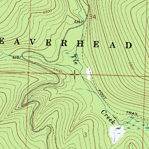 Topographic Map of South Fork Tie Creek, MT