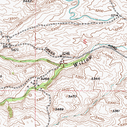 Topographic Map of South Fork Willow Creek, MT
