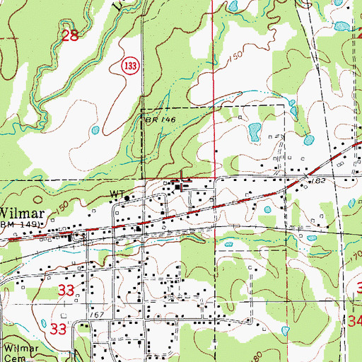 Topographic Map of Wilmar Elementary School, AR