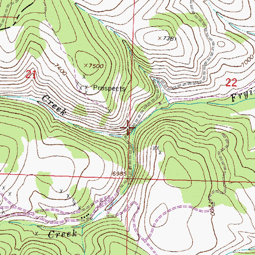 Topographic Map of South Frying Pan Creek, MT