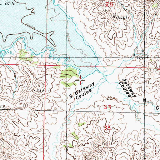 Topographic Map of South Getaway Coulee, MT