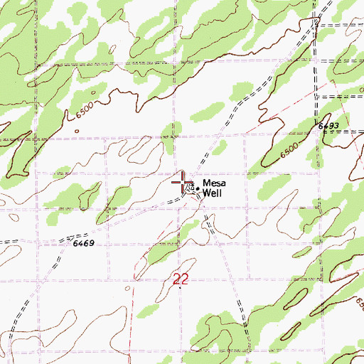 Topographic Map of Mesa Well, AZ