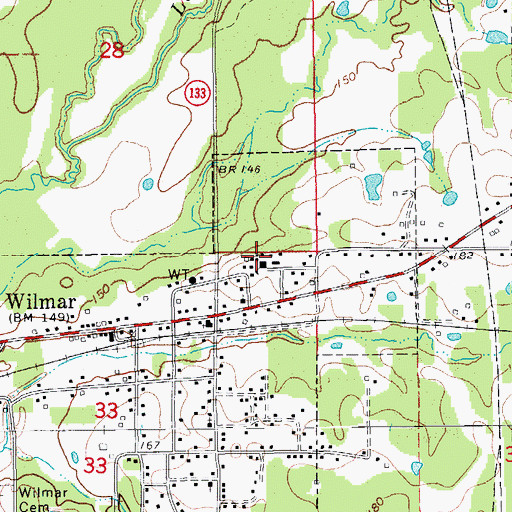 Topographic Map of Wilmar High School, AR