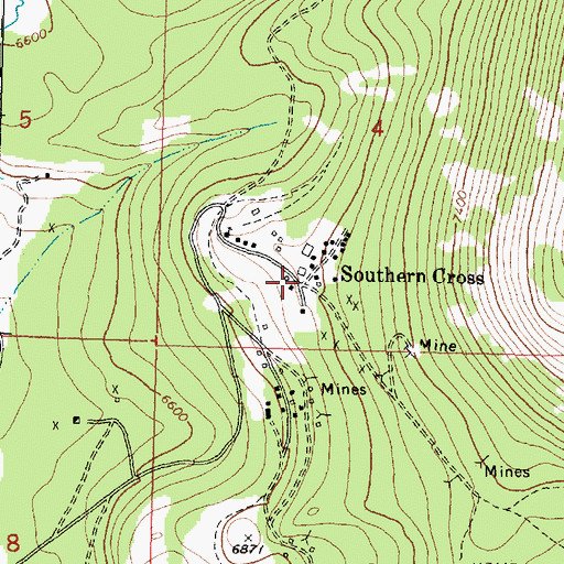 Topographic Map of Southern Cross, MT