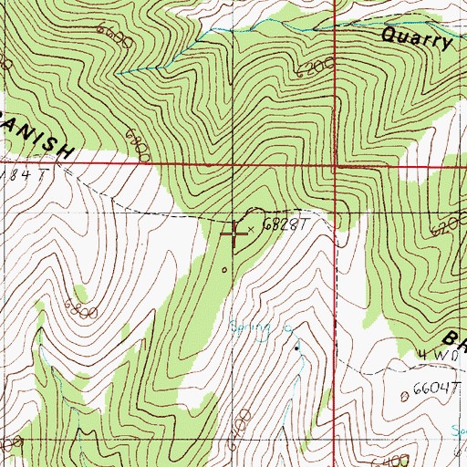 Topographic Map of Spanish Breaks, MT