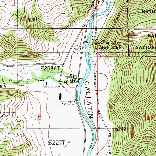 Topographic Map of Spanish Creek, MT