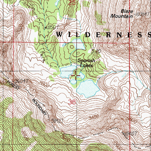 Topographic Map of Spanish Lakes, MT