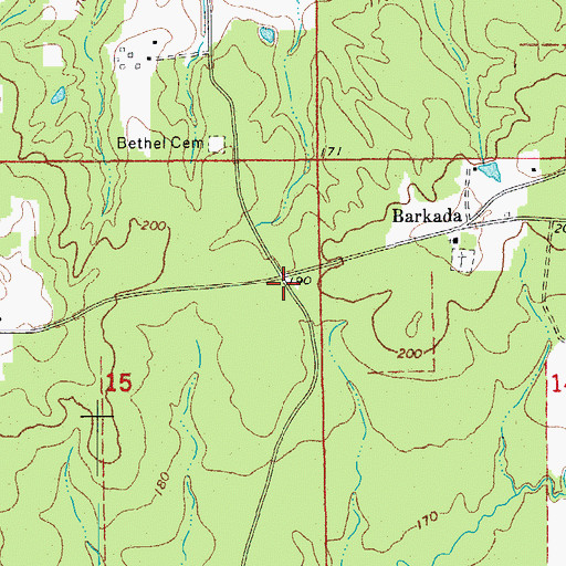 Topographic Map of Woodlawn Baptist Church (historical), AR