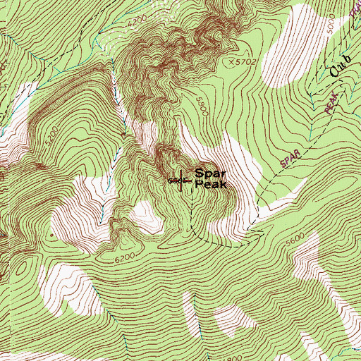 Topographic Map of Spar Peak, MT