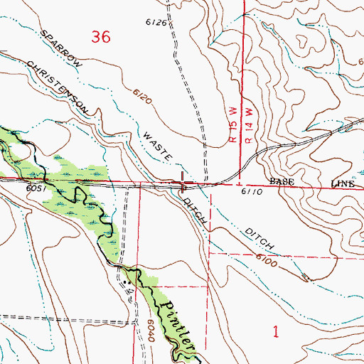 Topographic Map of Sparrow Waste Ditch, MT