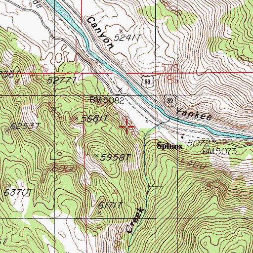 Topographic Map of Sphinx, MT