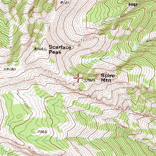 Topographic Map of Spire Mountain, MT