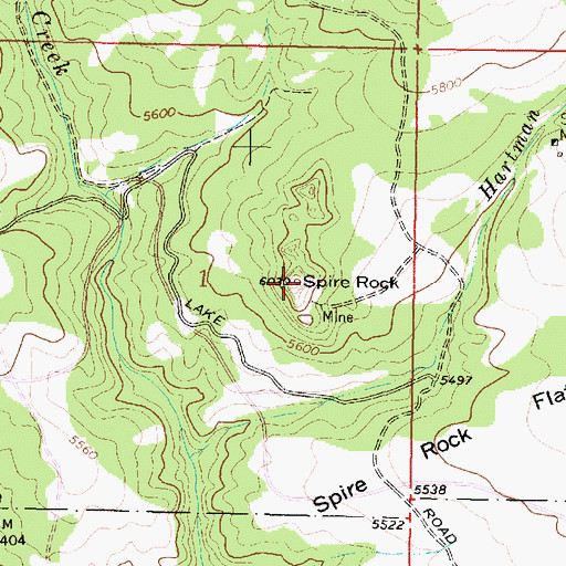 Topographic Map of Spire Rock, MT