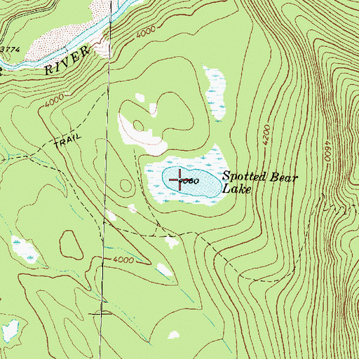 Topographic Map of Spotted Bear Lake, MT