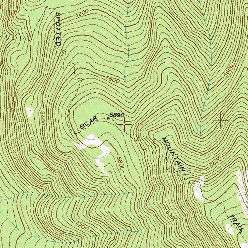 Topographic Map of Spotted Bear Mountain Trail, MT
